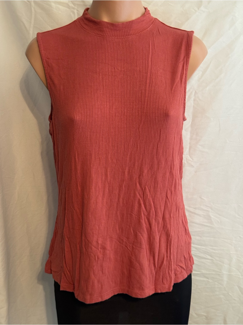 Apt. 9 Sleeveless Ribbed Mock Neck Tank - Rust